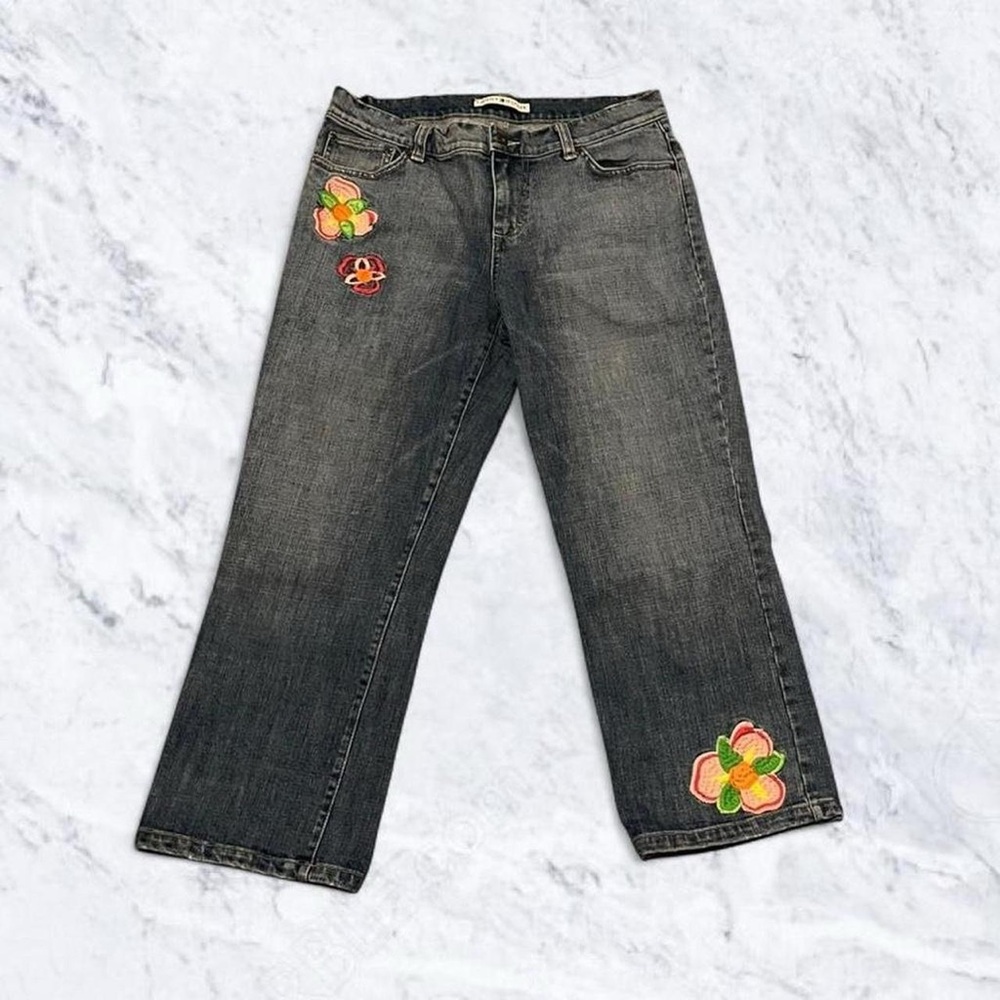 Tommy Hilfiger Blue Jeans with Colorful Floral Embroidery